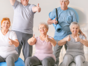 Active older adult practicing yoga outdoors, symbolizing healthy aging and longevity through exercise and holistic wellness