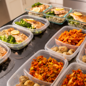 Woman preparing a nutritious meal for healthy weight loss.