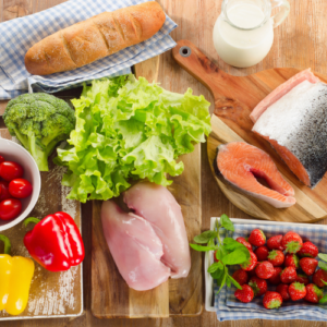 Vibrant plate of healthy balanced food with lean protein, whole grains, and fresh vegetables