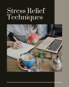 Person journaling at a desk with a cup of tea, practicing personalized stress-relief techniques."