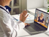 Virtual doctor and patient during an online consultation